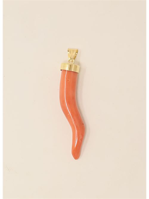 coral and gold horn pendant Don Alfonso Gioielli | AM046RED